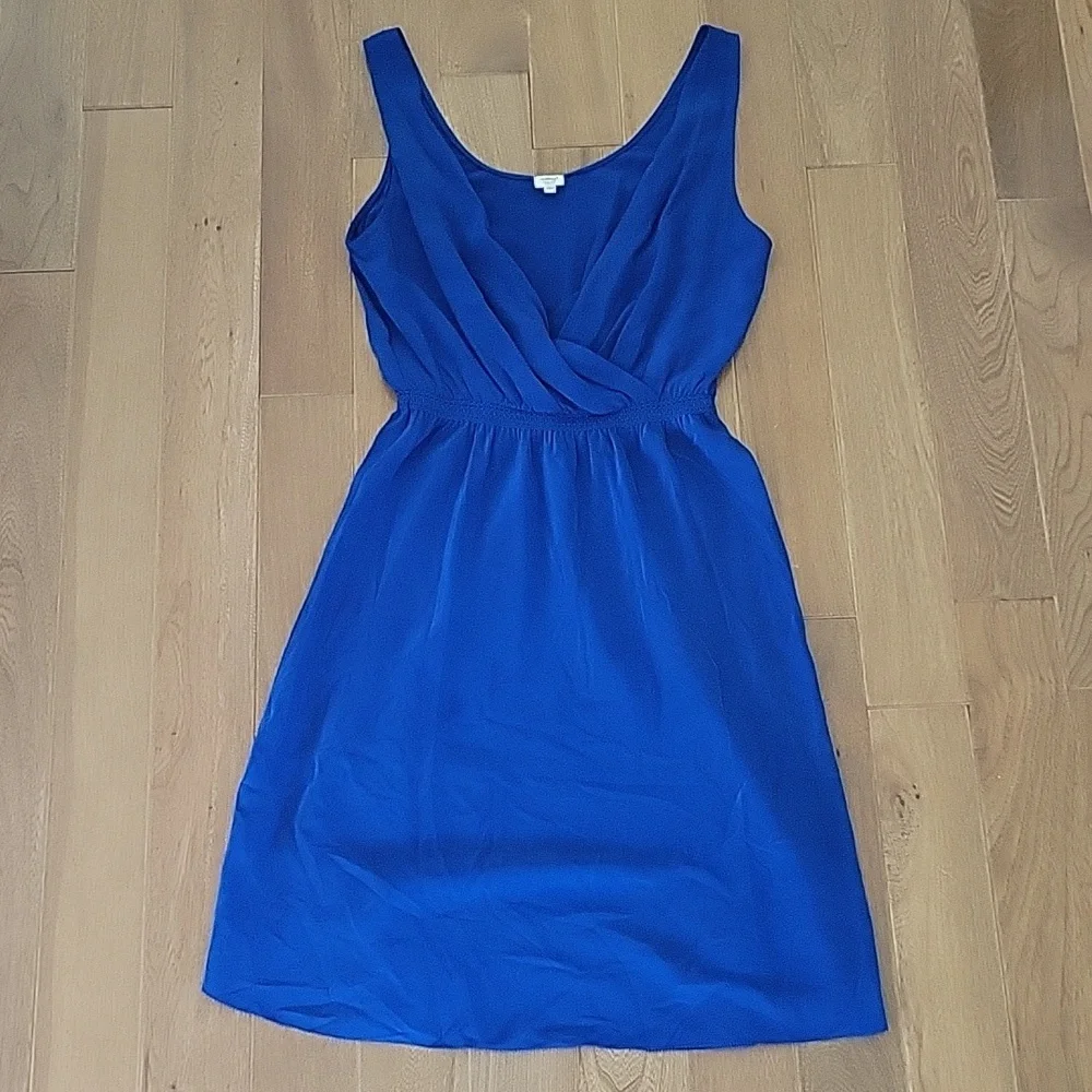 Wilfred Aritzia Blue Silk Dress Mini Suplice Neckline XS